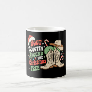 Caneca De Café Dançando Rodeio em Torno da Árvore de Natal Wester
