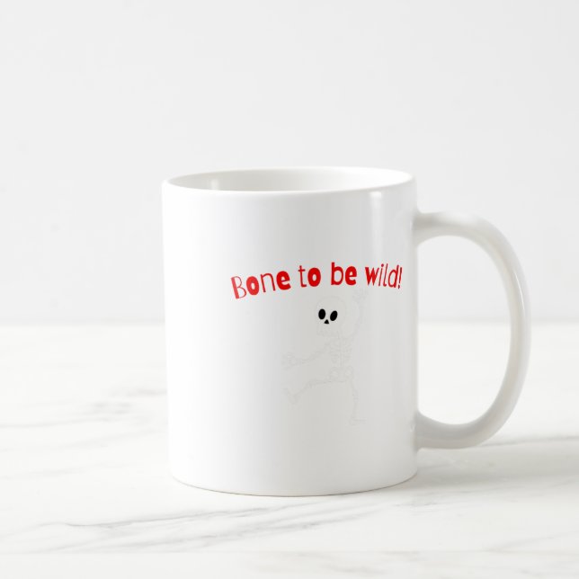 Caneca De Café Dançando Skeleton Halloween Engraçado Bone Wild (Direita)