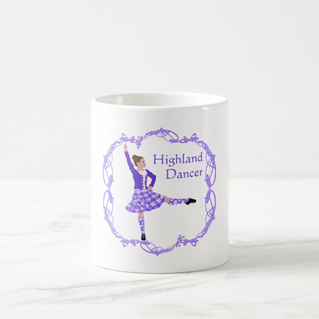 Caneca De Café Dançarina das Terras Altas Escocesas Nó Celta Roxo (Centro)