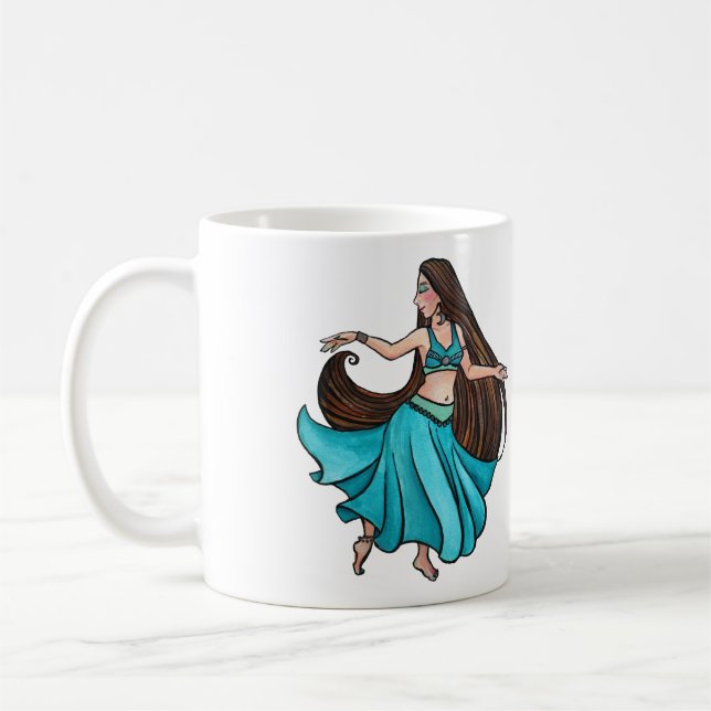 Caneca De Café Dançarina do Ventre Serena em Turquesa (Esquerda)