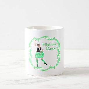 Caneca De Café Dançarina Escocesa de Highland Nó Celta Verde