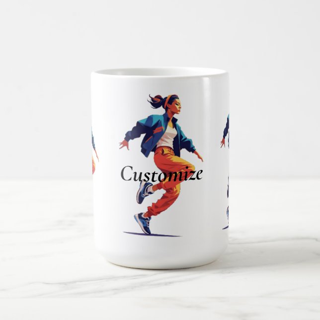 Caneca De Café Dançarina fêmea Hip Hop Thunder_Cove (Centro)