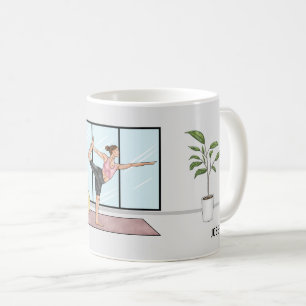 Caneca De Café Dançarina Pose Yoga Natarajasana Com Nome Personal