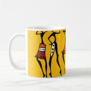 Caneca De Café Dançarinos Africanos, Silhouette Étnica Vintage.