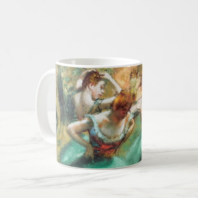 Caneca De Café Dançarinos Pink e Green por Edgar Degas (Frente Esquerda)
