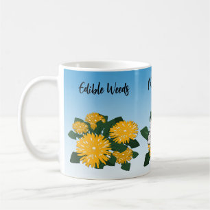 Caneca De Café Dandelion Flor Silvestre Estilizada & Borboleta Am