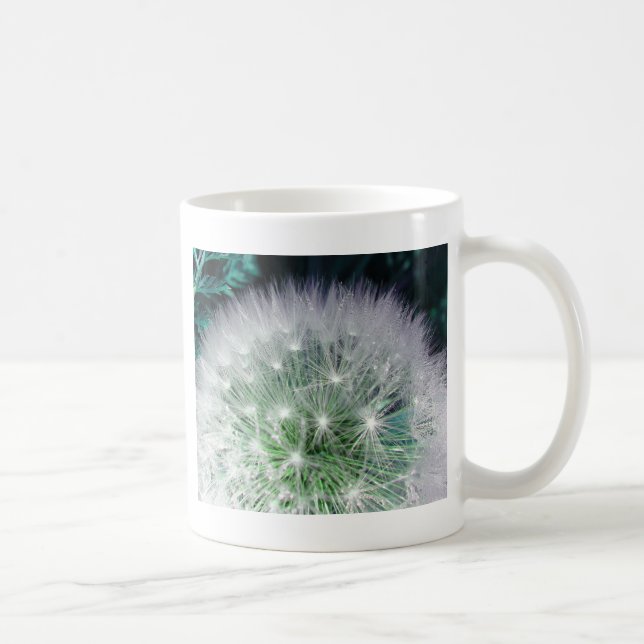 Caneca De Café Dandelion verde e branco legal com gotas d'água (Direita)