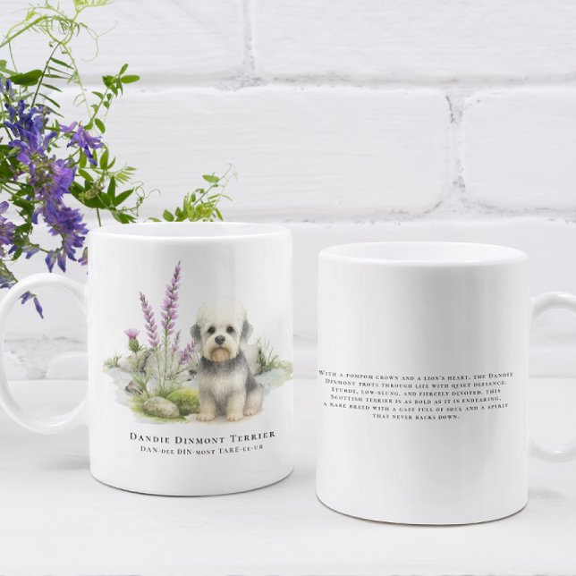 Caneca De Café Dandie Dinmont | Watercolor Dog & Breed Quote (Criador carregado)