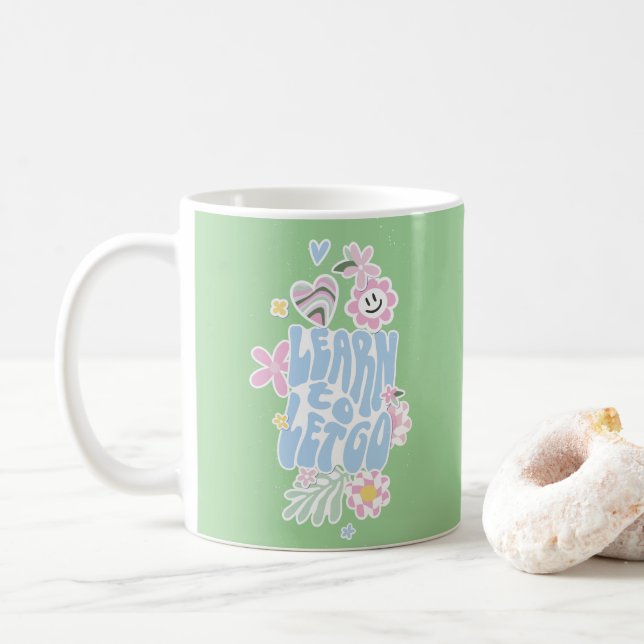 CANECA DE CAFÉ DANISH PASTEL RETRO APRENDE A DEIXAR IR (Com Donut)