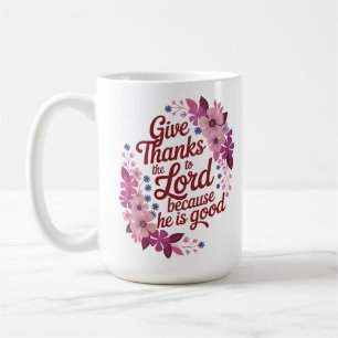 Caneca De Café Dar Obrigados ao Senhor Purple Flowers Christian