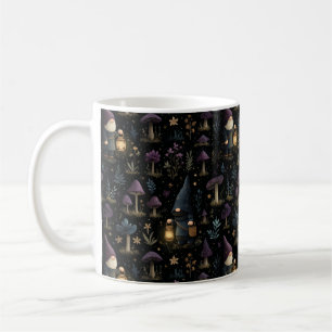 Caneca De Café Dark Fantasy Gnomo e Mushroom Pattern