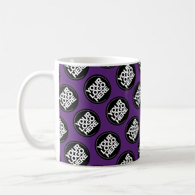 Caneca De Café Dark Purple Custom logo business pattern employee (Esquerda)