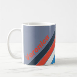 Caneca De Café Dark Vintage Stripes with Name