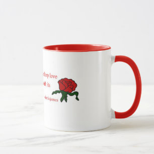 Caneca de café das citações da rosa vermelha
