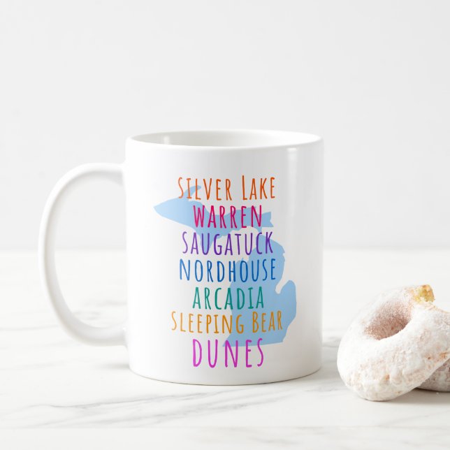 Caneca de Café das Dunas de Areia de Michigan Mitt (Com Donut)