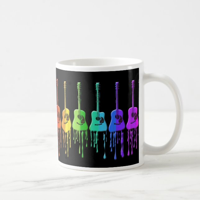 Caneca de café das guitarra acústicas do arco-íris (Direita)