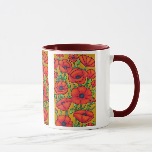 Caneca de café das papoilas de Tuscan (Direita)