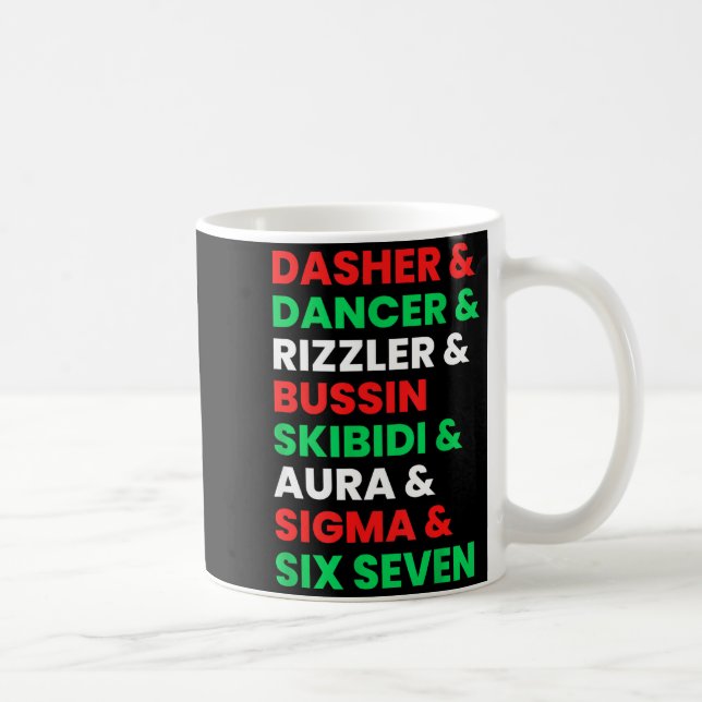 Caneca De Café Dasher Dancer Prancer &amp; Rizzler 67 Funny Kids  (Direita)