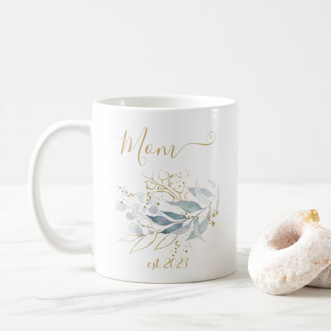 Caneca De Café Data da Mãe PERSONALIZÁVEL - Primeira vez Mãe (Com Donut)