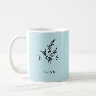Caneca De Café Data da Planta do Monograma de Casamento