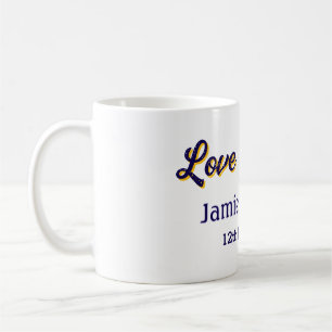 Caneca De Café Data do nome do casal cor de laranja roxa com amor
