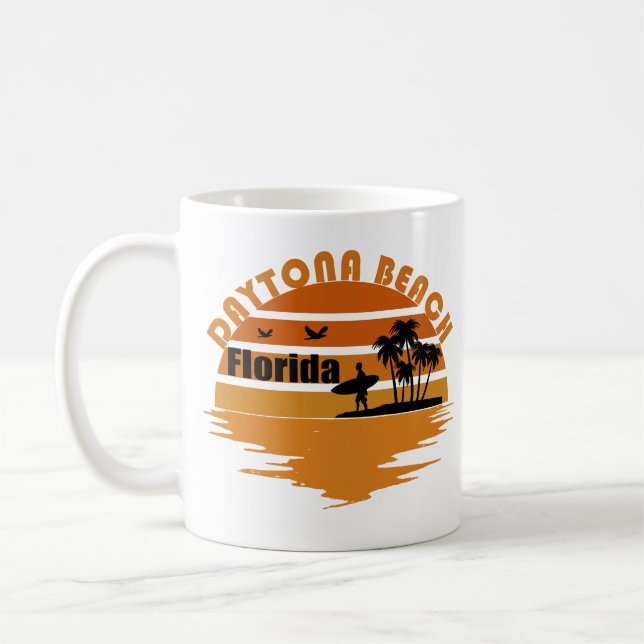 Caneca De Café Daytona praia vintage sunset retro paisagem (Esquerda)