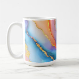 Caneca De Café Dazzling Marble in Blues, Pinks, and Oranges