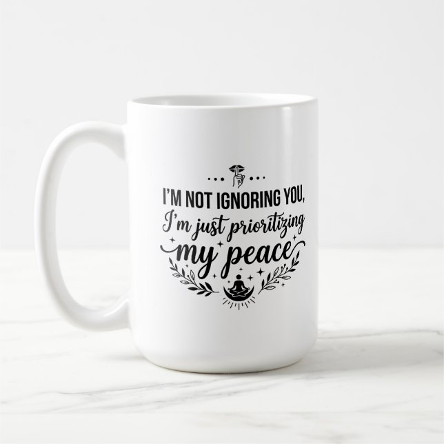 Caneca de café de 15 oz Paz Ignorando Você Insulto (Esquerda)