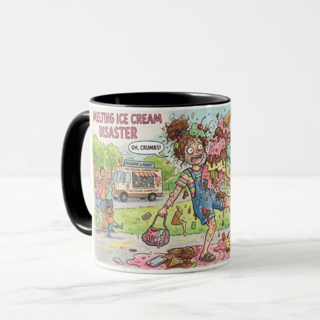 Caneca de Café de 330ml Derramamento de Sorvete En (Frente Esquerda)