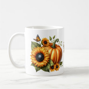 Caneca de Café de Abóboras de Outono & Girassóis