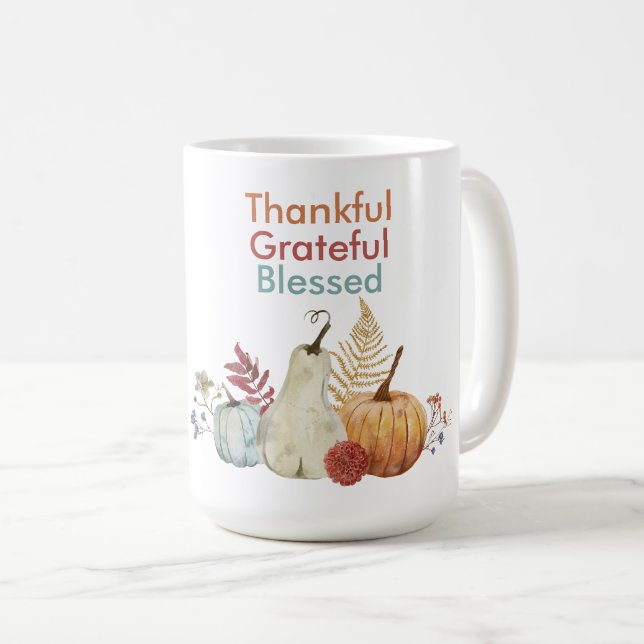 Caneca de café de Ação de Graças - Graças, Abençoa (Frente Esquerda)