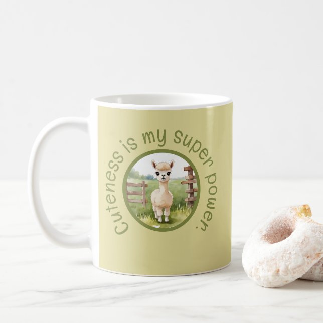 Caneca de Café de Alpaca Bebê Fofa (Com Donut)