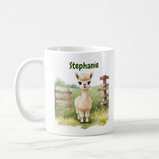 Caneca de Café de Alpaca Bebê Fofa (Esquerda)