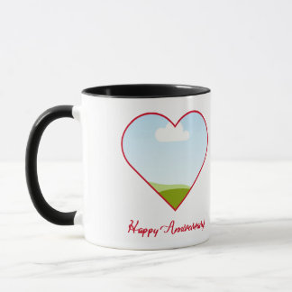 Caneca de Café de Aniversário com Foto de Coração 