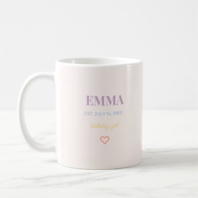 Caneca de Café de Aniversário com Nome Personaliza (Esquerda)