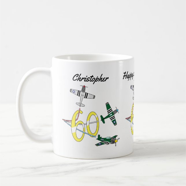 Caneca de café de aniversário de 60 anos do Mustan (Esquerda)