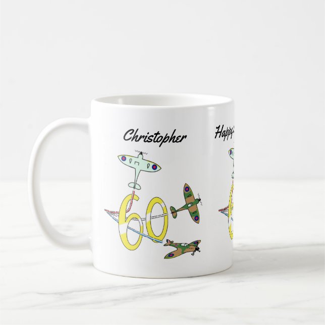 Caneca de café de aniversário de 60 anos dos Spitf (Esquerda)