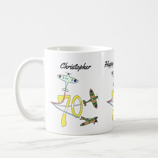 Caneca de Café de Aniversário de 70 anos do Spitfi (Esquerda)