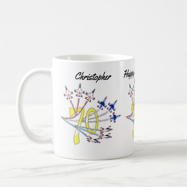 Caneca de café de aniversário de 70 anos dos Thund (Esquerda)