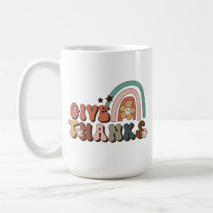 Caneca De Café Dê aos Obrigados a Ação de Graças do Arco-Íris Ret