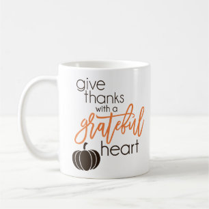 Caneca De Café Dê aos Obrigados o coração grato