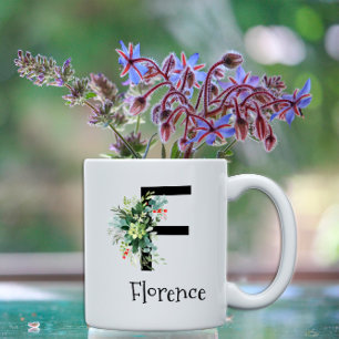 Caneca de café de aposentadoria com monograma de f