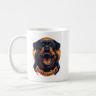 Caneca de Café de Arte de Cão Rottweiler Agressivo
