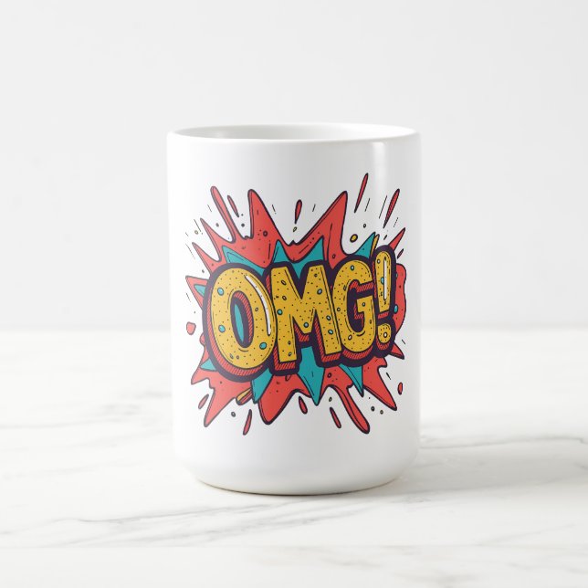 Caneca de Café de Arte Pop “OMG!” de Quadrinhos Re (Centro)