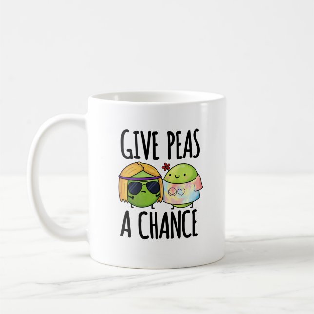 Caneca De Café Dê Às Ervilhas Uma Chance Engraçada, Hippie Peas P (Esquerda)