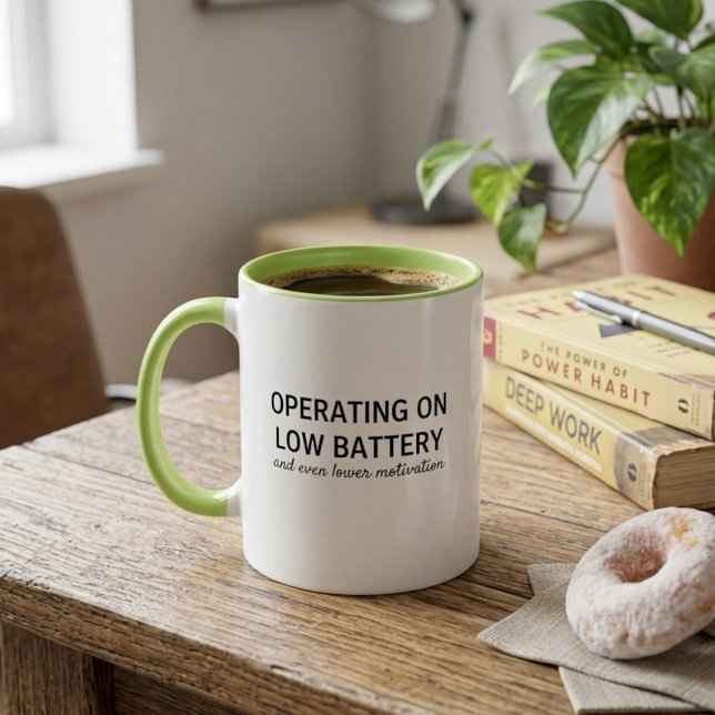 Caneca de Café de Bateria Baixa Engraçada Humor Sa (Criador carregado)