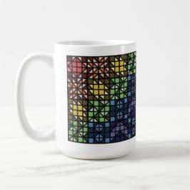 Caneca de Café de Blocos de Colcha Coloridos Escur