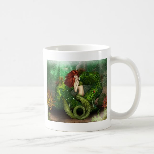 Caneca de café de cabelo vermelha da sereia (Direita)