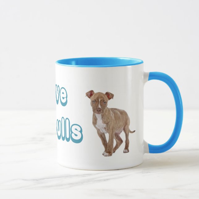 Caneca de Café de Cachorro Pitbull Filhote Amor (Direita)