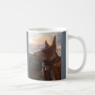 Caneca De Café De "cão Phoebe pintura no por do sol" em uma
